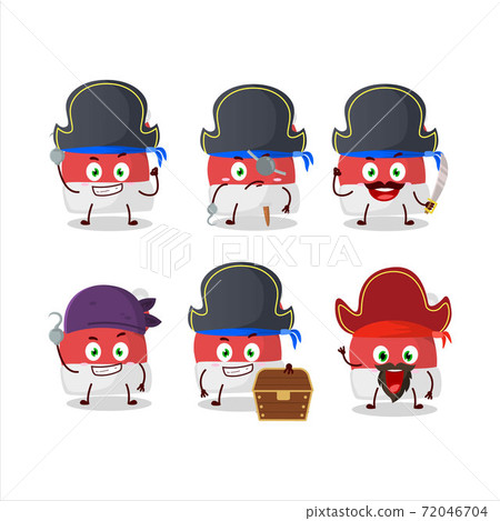 Cartoon character of red santa hat with various pirates emoticons Cartoon character of red santa hat with various pirates emoticons 72046704