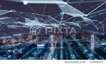 Digital sales IoT digitalization of large cities Background image 72046872