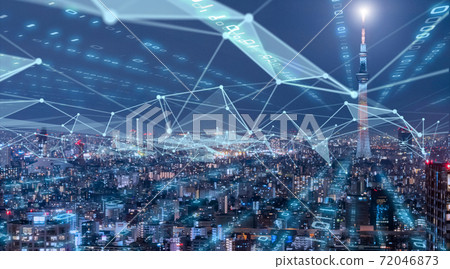 Digital sales IoT digitalization of large cities Background image 72046873