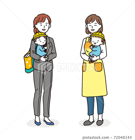 Working mother who entrusts her child to a nursery teacher Working mother who entrusts her child to a nursery teacher 72048143