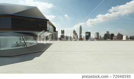 Steel and glass modern building exterior 72048595