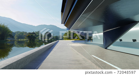 Steel and glass modern building exterior 72048597