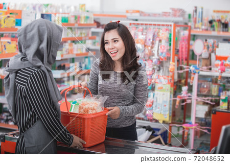 happy customer in supermarket happy customer in supermarket 72048652