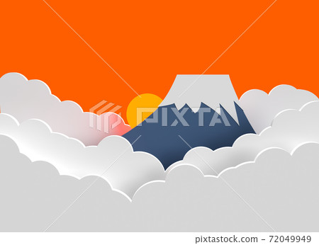 Mt. Fuji peeking from the sea of clouds, the first sunrise Mt. Fuji peeking from the sea of clouds, the first sunrise 72049949