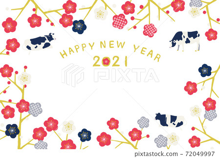 New Year's card Edaume and cow New Year's card Edaume and cow 72049997