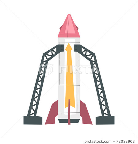 Rocket Launch, New Project Start Up Concept Cartoon Style Vector Illustration 72052908