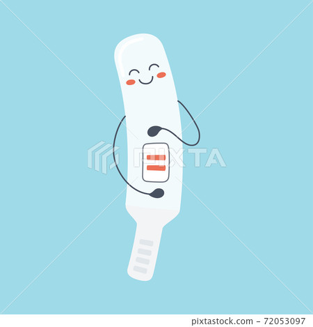 Happy pregnancy test with positive result as a two lines. Planning a baby. Isolated vector illustration 72053097