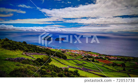 Sea view to Cabras islet, Terceira island, Azores, Portugal 72053738