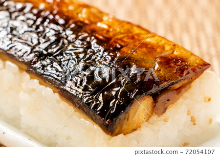 Up of grilled mackerel sushi. Up of grilled mackerel sushi. 72054107