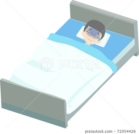 一個老人躺在床上生病的插圖 一個老人躺在床上生病的插圖 72054426