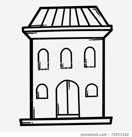 House building doodle vector icon. Drawing sketch illustration hand drawn line eps10 72055182