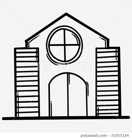 House building doodle vector icon. Drawing sketch illustration hand drawn line eps10 72055184