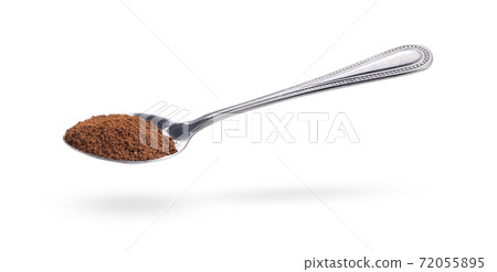 coffee powder in a spoon on white background 72055895