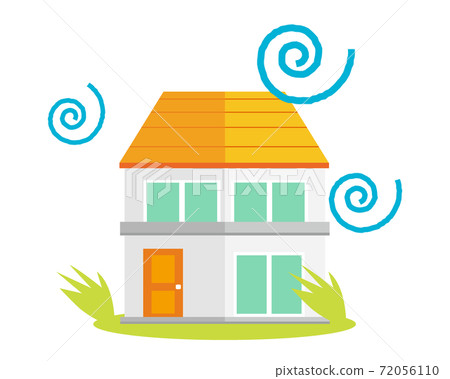 Vector illustration of a house, house insurance, typhoon, flood damage Vector illustration of a house, house insurance, typhoon, flood damage 72056110