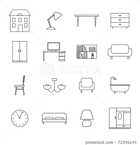 Furniture and home decor icons - Stock Illustration [72056243] - PIXTA