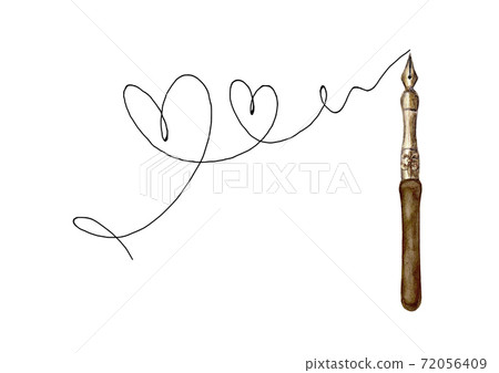 Hand drawn two hearts with old-fashioned fountain pen isolated on white background Hand drawn two hearts with old-fashioned fountain pen isolated on white background 72056409