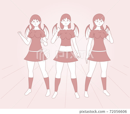 Beautiful devil girls, succubus or female demons. Vector illustration in flat style 72056606