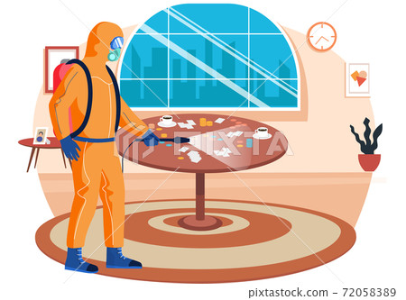 A man in from epidemiological service doing disinfection in office to kill viruses and bacteria A man in from epidemiological service doing disinfection in office to kill viruses and bacteria 72058389