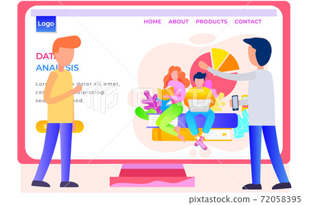 A man watching a video blog about education and data analysis in business landing page template 72058395