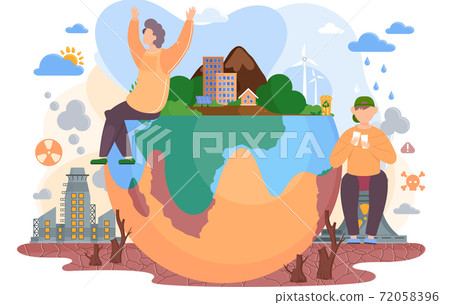 Earth is suffers from human activity. The planet is destroyed because of toxic waste factories 72058396