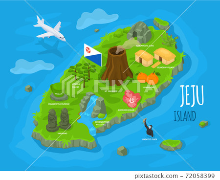 Isometric Jeju Island South Korea Jeju Do Map Stock Illustration 72058399 Pixta