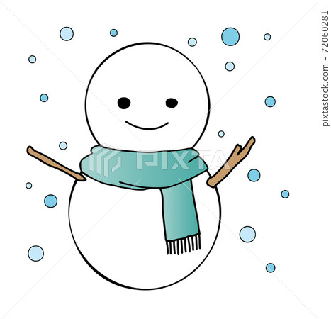 Illustration of a snowman with a blue muffler Illustration of a snowman with a blue muffler 72060281