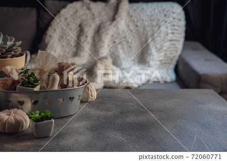 Festive decorations, modern design isolated on grey and white background. Copy Space for ad, design. Festive decorations, modern design isolated on grey and white background. Copy Space for ad, design. 72060771