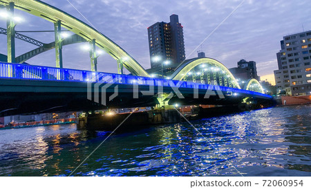 Illuminated bridge and promenade over the Sumida River Illuminated bridge and promenade over the Sumida River 72060954