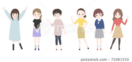 6名不同姿勢的年輕女子麵帶微笑[沒有主線] 72061550
