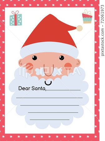 Letter to Santa Claus A4 template with cute Christmas character. Write your Christmas wish list Letter to Santa Claus A4 template with cute Christmas character. Write your Christmas wish list 72061973