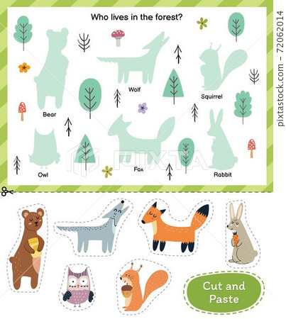 Cut the animals and match them with the right shadows. Who live in the forest Cut the animals and match them with the right shadows. Who live in the forest 72062014