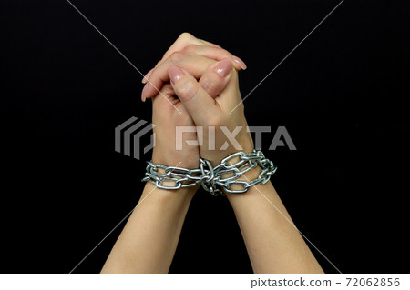 Tied woman victim of domestic violence and abuse concept 72062856