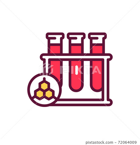 Measuring hormone levels line icon. Isolated vector element. Measuring hormone levels line icon. Isolated vector element. 72064009