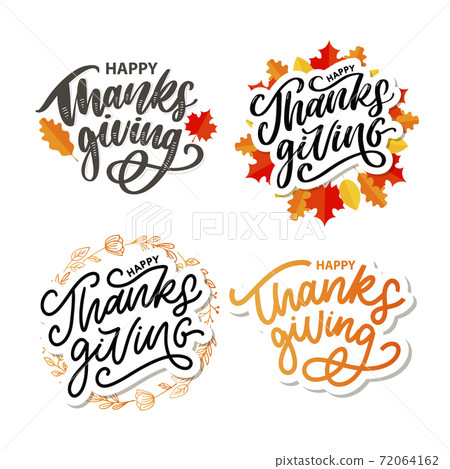 happy thanksgiving lettering calligraphy text brush vector 72064162