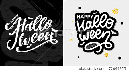 Halloween lettering greeting card calligraphy text brush black vector Halloween lettering greeting card calligraphy text brush black vector 72064255