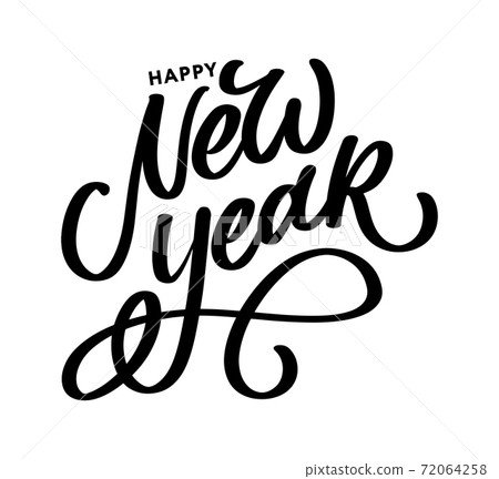Happy New Year 2021 Beautiful greeting card poster with calligraphy black text word gold fireworks. Hand drawn design elements. Handwritten modern brush lettering white background isolated vector Happy New Year 2021 Beautiful greeting card poster with calligraphy black text word gold fireworks. Hand drawn design elements. Handwritten modern brush lettering white background isolated vector 72064258