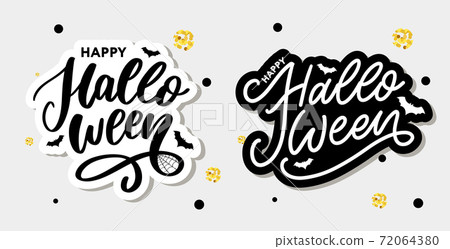 Halloween lettering greeting card calligraphy text brush black vector Halloween lettering greeting card calligraphy text brush black vector 72064380