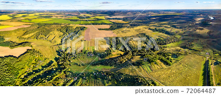 Typical aerial landscape of Russian Chernozemie. Bolshoe Gorodkovo village, Kursk region Typical aerial landscape of Russian Chernozemie. Bolshoe Gorodkovo village, Kursk region 72064487