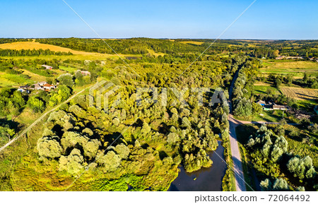 Aerial landscape of Russian Chernozemye. Stoyanova village, Kursk region Aerial landscape of Russian Chernozemye. Stoyanova village, Kursk region 72064492