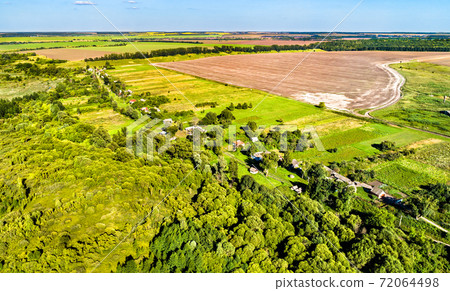 Aerial landscape of Russian Chernozemye. Shuklino village, Kursk region Aerial landscape of Russian Chernozemye. Shuklino village, Kursk region 72064498