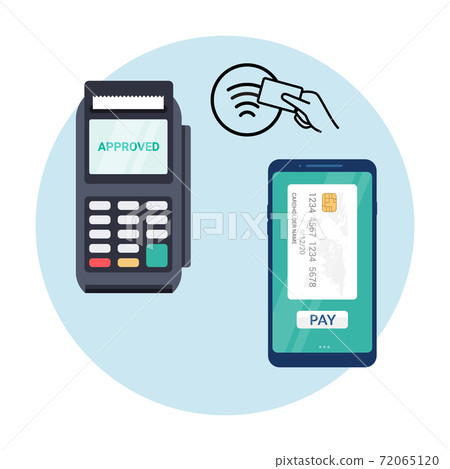 POS NFC Payment machine icon. NFC terminal card vector payment transfer 72065120