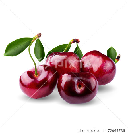 Cherry isolated on white background. Sweet cherries With clipping path Cherry isolated on white background. Sweet cherries With clipping path 72065786