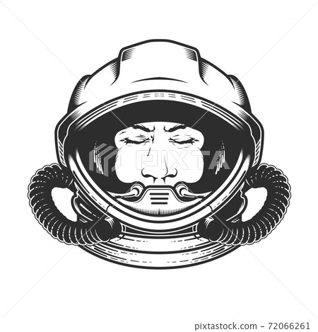 Face of astronaut in space helmet, portrait of spaceman in spacesuit with closed eyes, dreaming cosmonaut, spaceship pilot, vector Face of astronaut in space helmet, portrait of spaceman in spacesuit with closed eyes, dreaming cosmonaut, spaceship pilot, vector 72066261