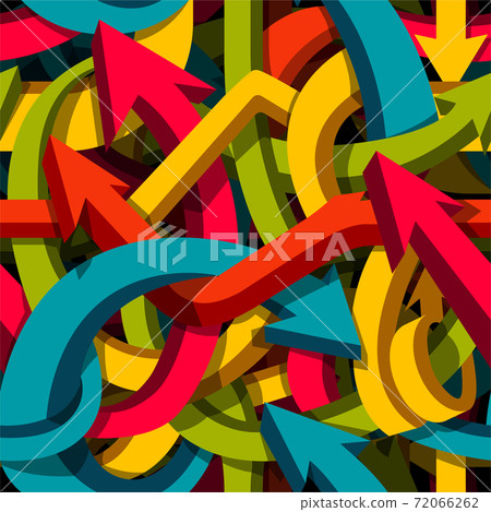 Abstract seamless arrows background, motley 3d arrows, confusion or puzzle concept, vector pattern Abstract seamless arrows background, motley 3d arrows, confusion or puzzle concept, vector pattern 72066262