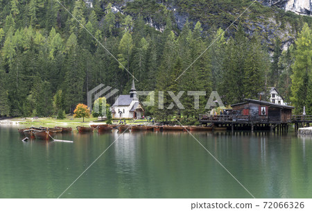 Pragser Wildsee Church Boats Dolomites 72066326