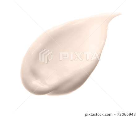 Ivory cosmetic cream swipe isolated on white. Skincare lotion texture cosmetic smear. Facial hand cream with collagen. 72066948