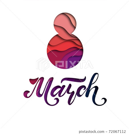 International Women's Day. Banner, flyer for March 8. Hand drawn lettering. Paper cut design. Congratulating and wishing happy holiday card for newsletter, brochures, postcards. Vector. International Women's Day. Banner, flyer for March 8. Hand drawn lettering. Paper cut design. Congratulating and wishing happy holiday card for newsletter, brochures, postcards. Vector. 72067112