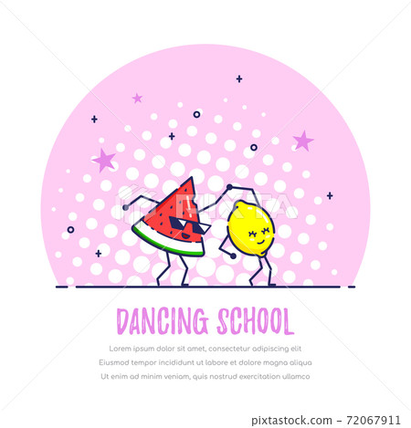 Dancing Funny Fruits Couple, Watermelon and Lemon Dancing Funny Fruits Couple, Watermelon and Lemon 72067911