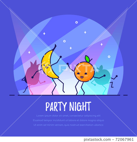 Dancing Funny Fruits Couple, Banana and Orange 72067961
