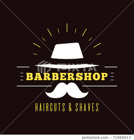 Barbershop simple minimalist logo design on dark background 72068013